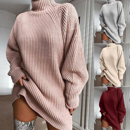 Élise | Robe-Pull Longue Col Roulé pour un Hiver Confortable et Stylé lunnav