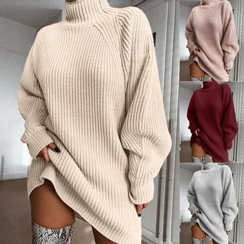 Élise | Robe-Pull Longue Col Roulé pour un Hiver Confortable et Stylé lunnav