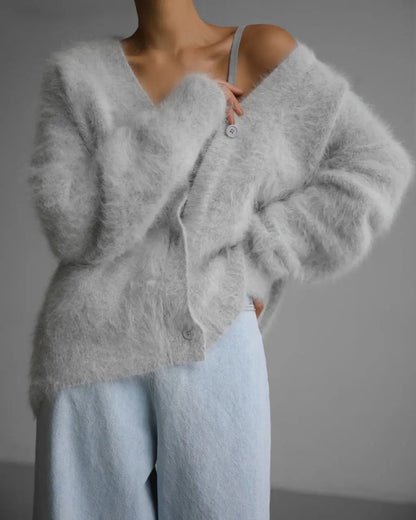 Élina | Cardigan V-Long pour une Élégance Décontractée Automne-Hiver lunnav